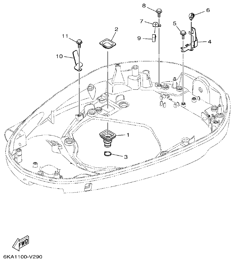 Yamaha F300FST, FL300FST, F300FST2, FL300FST2 BOTTOM COWLING 4 parts diagram